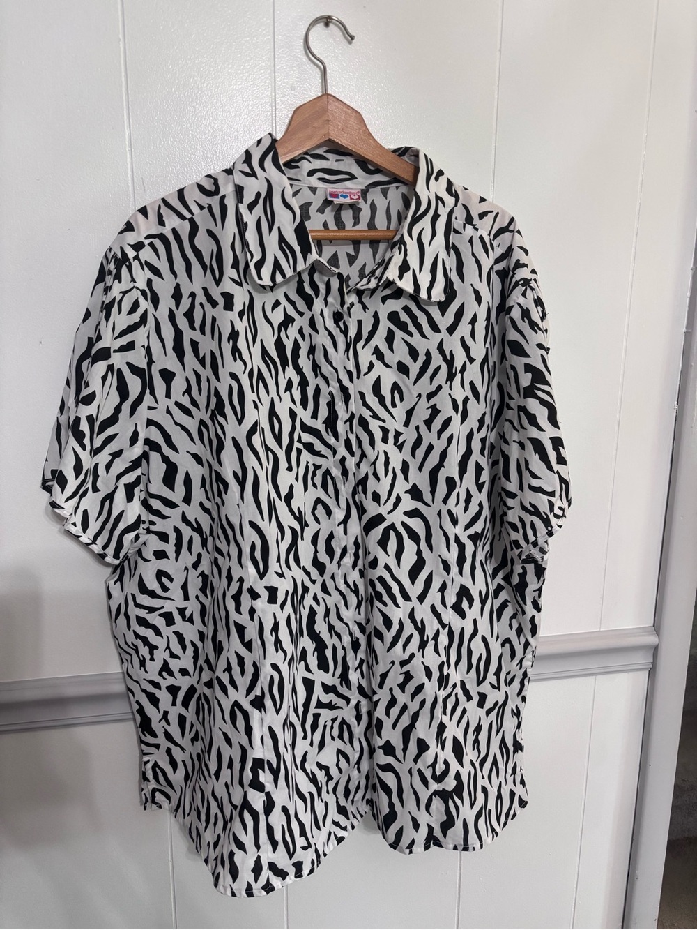 Black & White Animal Print Button-Down Shirt